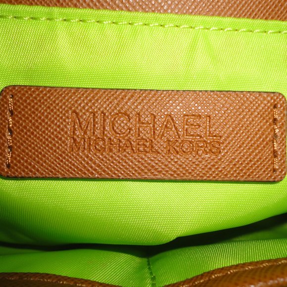 MICHAEL KORS Turquoise Canvas & Leather Shoulder Purse Handbag - Picture 7 of 8